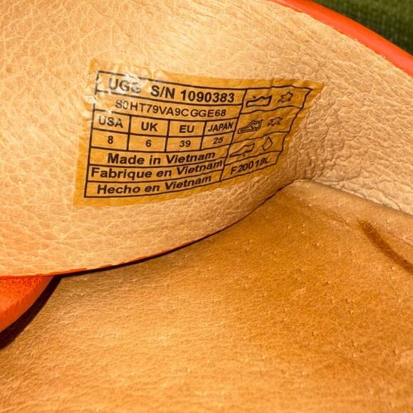 UGG Women's Kari Cinnamon Leather and Suede Cross Strap Slides Sandals Size 8 - Picture 8 of 8